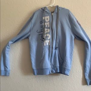 Blue peace love world extra small sweater